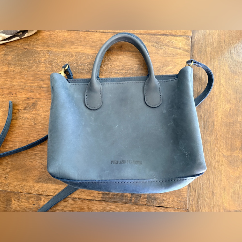 Portland Leather Blue Crossbody Bag Deep Water